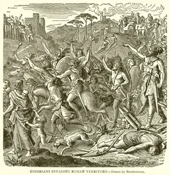 Cimbres envahissant le territoire romain