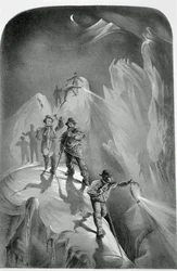 Escalade de nuit, extrait de Ten Scenes in the Last Ascent of Mont Blanc Including Five Views from the Summit, par J.D.H. Browne, publié en 1853