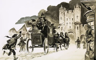 Coche entrant dans une ville