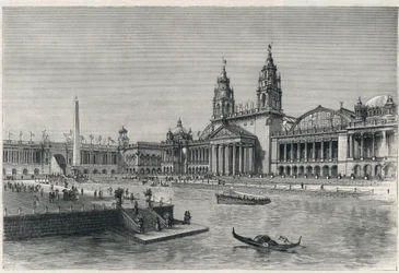 Exposition universelle de Chicago 1893 : le hall des machines - Gravure de 1893 dans « The Graphic »