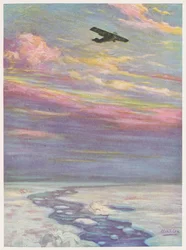 Le commandant Richard E. Byrd survolant le pôle Nord dans son monoplan