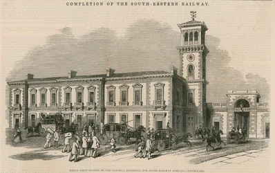 Achèvement du South-Eastern Railway : Grande gare commune de la Croydon, Brighton et Dover Railway Company, Southwark, Londres