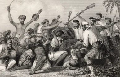 Conflit avec les Ghazees avant Bareilly le 6 mai 1858, extrait de 