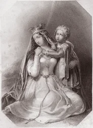 Constance de Bretagne, veuve de Geoffroy Plantagenêt (La Vie et la Mort du roi Jean) Dame Constance veuve de Geoffroy II, duc de Bretagne (La Vie et la Mort du roi Jean) dans - « Galerie des femmes de Shakespeare, collection de quarante-cinq portraits séri