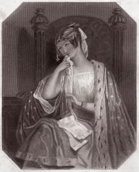 Cordelia (Le Roi Lear) - dans - "Galerie des femmes de Shakespeare, collection de quarante-cinq portraits sérieux par les premiers artistes de Londres, enrichie de notices critiques et littéraires" vers 1838