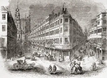 Cornhill, The Exchange et Lombard Street, Londres, Angleterre au milieu du 19ème siècle, de Old England: A Pictorial Museum, pub. 1847