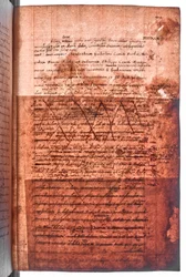 Coton MS Faustina F III, f. 107r (lumière transmise)