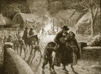 Covenanters expulsant un clergyman épiscopalien (illustration de Cassells Illustrated History of England)