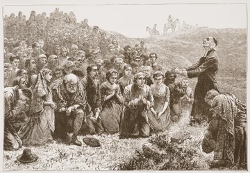 Covenanters adorant sur les rives de la Whitadder, illustration de L