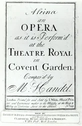 Couverture de la partition pour Alcina, un opéra de Haendel, publiée en 1735