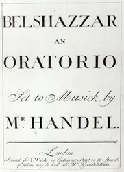 Couverture de la partition pour Belshazzar de Haendel, publiée en 1745