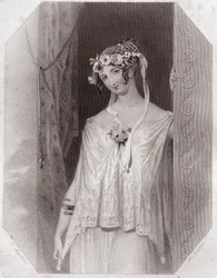 Cressida (Troïlus et Cressida) dans - « Galerie des femmes de Shakespeare, collection de quarante-cinq portraits sérieux par les premiers artistes de Londres, enrichie de notices critiques et littéraires » vers 1838 - de « Galerie des femmes de Shakespeare
