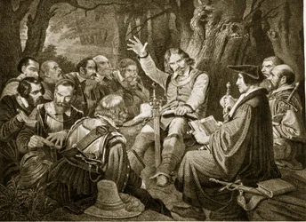 Cromwell avant la bataille de Dunbar, 1650, illustration de Hutchinsons Story of the British Nation, c.1923