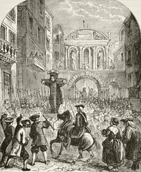 Daniel Defoe au pilori au Temple Bar, de 