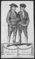David Brown Dignam et George Barrington, illustration de London Magazine, mai 1777