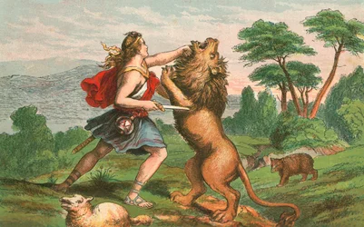 David tuant un lion