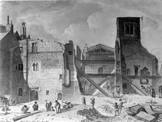 Démolition du palais de Savoy, Westminster, Londres, 1820