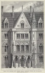 Conception pour le nouveau ministère des Affaires étrangères proposé, entrée dans la cour (gravure)