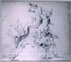 Conception pour un chenet en bronze doré, conçu par Lambert-Sigisbert Adam
