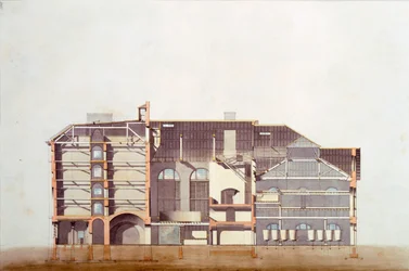 Conception pour la brasserie Stag, dessin manuscrit original des bureaux de George Saunders, vers 1807