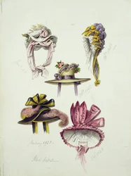 Dessins de chapeaux de la Régence, 1828