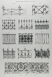 Conceptions de balustrades en fonte, de 