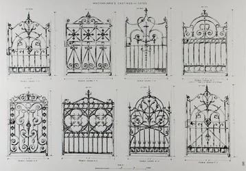 Conceptions pour des balustrades en fonte, de 