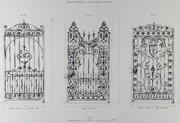 Conceptions pour des balustrades en fonte, de 