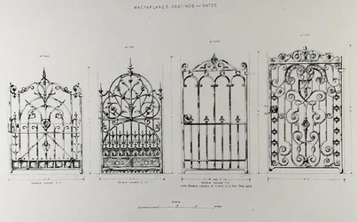 Conceptions pour des balustrades en fonte, de 