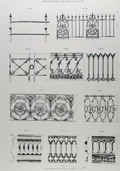 Conceptions pour des balustrades en fonte, de 