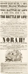 Affiche de Dickens : La Bataille de la vie, au Theatre Royal, Norwich, 26 janvier 1847