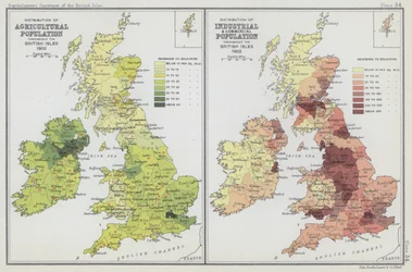 Répartition de la population agricole, Répartition de la population industrielle et commerciale