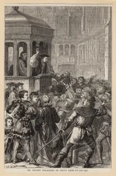 Dr Bourne prêchant à St Pauls Cross