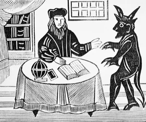 Dr. Faustus en conseil avec le diable, de la traduction de Dr. Faustus par Christopher Marlowe (1564-93) 1648 d