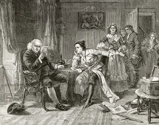 Dr Samuel Johnson lisant le manuscrit de 