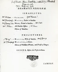 Personnages dramatiques pour Samson, un oratorio de Haendel