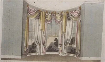 Draperies pour fenêtres circulaires, planche 108 de Ackermann