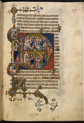 Egerton MS 3277, f.123r, Grande initiale historiée 