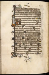 Egerton MS 3277, f.131v, Dame Bohun en prière, avec lion et château en marge, du 