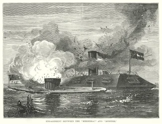 Engagement entre le "Merrimac" et le "Monitor" (gravure)