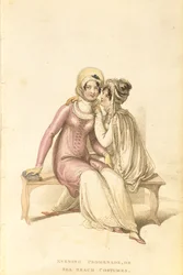 Costumes de soirée, promenade ou plage, planche de mode de Ackermanns Repository of Arts