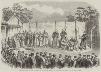 Exécution de deux des meurtriers des officiers britanniques au Japon (gravure)