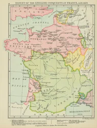 Étendue des conquêtes anglaises en France, 1429 ap. J.-C. (lithographie couleur)