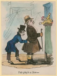 Fair joue un Juif; dessin humoristique