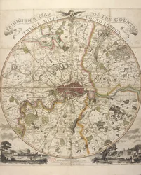 Carte de Fairburn du pays à douze miles autour de Londres
