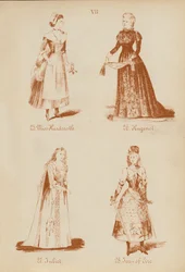 Costumes de déguisement : Miss Hardcastle, Hugenol, Juliette, Jeanne d