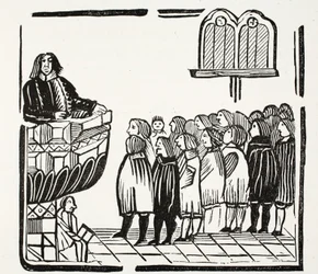 Avertissements plus terribles de Dieu, illustration de Chap-books du XVIIIe siècle par John Ashton, pub. 1882