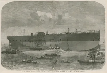 Première tentative de lancement du navire à vapeur Leviathan de la compagnie de navigation Great Eastern