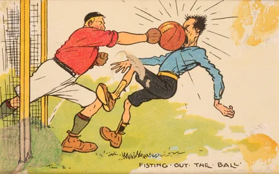 Sortir le ballon, carte postale montée