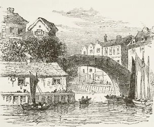 Fleet Bridge, Londres au XVIIe siècle, tiré de «L